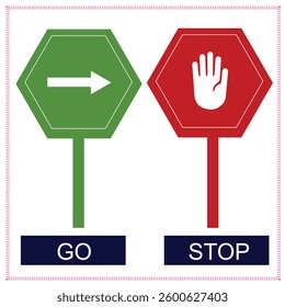 Opposite english words with go stop.