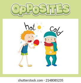 Opposite English words for kids illustration