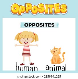 Opposite English words for kids illustration