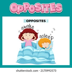 Opposite English words for kids illustration