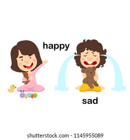 Opposite happy and sad  vector illustration