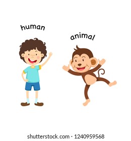 Opposite human and animal vector illustration