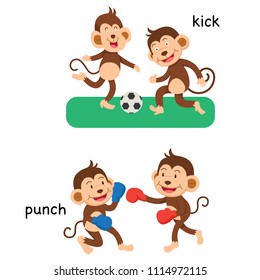 Opposite kick and punch vector illustration