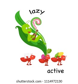 Opposite lazy and active vector illustration