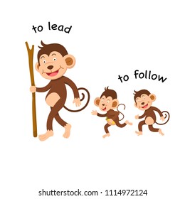 Opposite to lead and to follow vector illustration