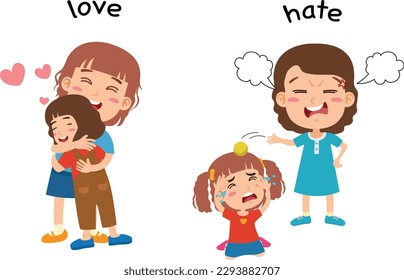 Opposite love   hate vector illustration