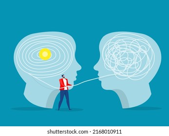 The opposite mindset chaos and order in thoughts, Businessman Problem solution as complete difficult and messy task person concept. vector illustration