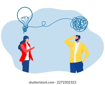 The opposite mindset chaos and order in thoughts, Business Problem solution as complete difficult and messy task person concept. vector illustration