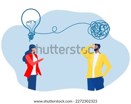 The opposite mindset chaos and order in thoughts, Business Problem solution as complete difficult and messy task person concept. vector illustration