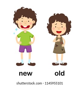 Opposite new and old vector illustration