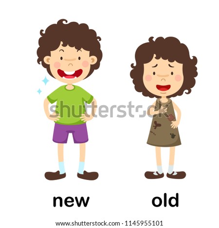 Opposite new and old vector illustration