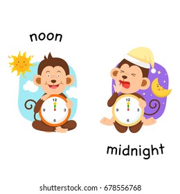 Opposite noon and midnight vector illustration