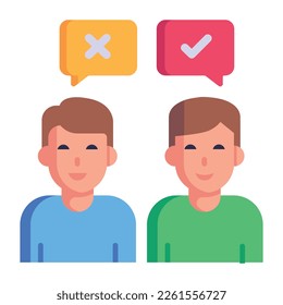 Opposite opinion, flat icon with editable facility 