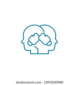 Opposite opinion linear icon concept. Opposite opinion line vector sign, symbol, illustration.