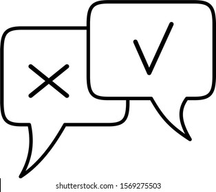 opposite opinion speech bubbles line art icon