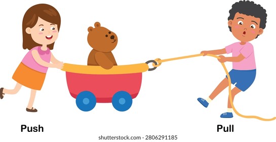 Opposite push and pull vector illustration