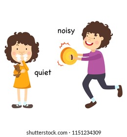 Opposite quiet and noisy vector illustration