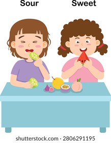 Opposite sour and sweet vector illustration