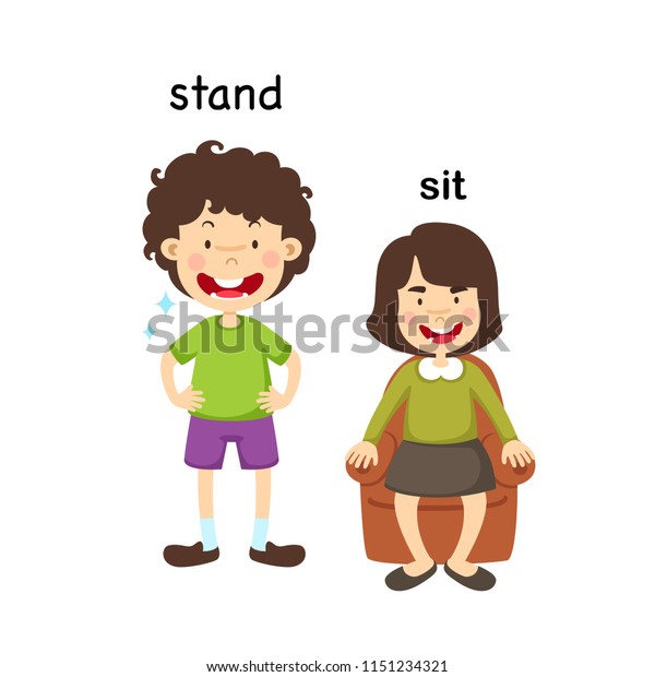 Opposite Stand Sit Vector Illustration Stock Vector (royalty Free 