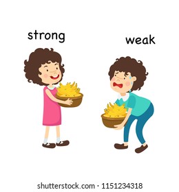 Opposite Strong And Weak  And Clever Vector Illustration