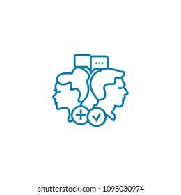 Opposite views linear icon concept. Opposite views line vector sign, symbol, illustration.