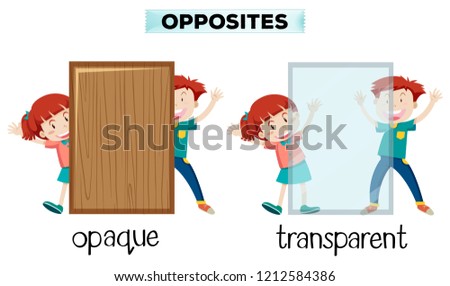 Opposite word of opaque and transparent illustration