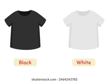 Opposite words antonym black and white illustration of t shirt