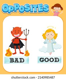 Opposite words for bad and good illustration