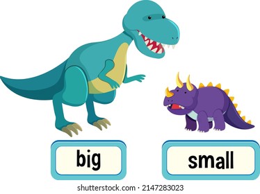 Opposite words for big and small illustration