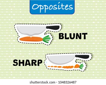 Opposite words for blunt and sharp illustration