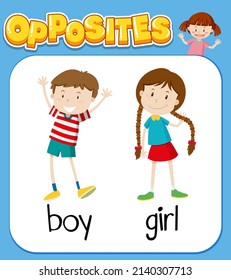 Opposite words for boy and girl illustration