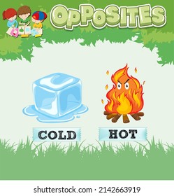 Opposite words for cold and hot  illustration