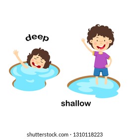 Opposite words deep and shallow vector illustration