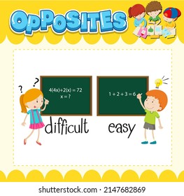 Palabras opuestas para una ilustración difícil y fácil