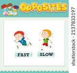 Opposite words for fast and slow  illustration