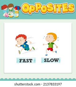 Opposite words for fast and slow  illustration