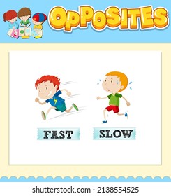 Opposite Words Fast Slow Illustration Stock Vector (Royalty Free ...