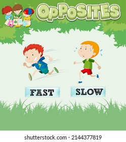 Opposite Words Fast Slow Illustration Stock Vector (Royalty Free ...