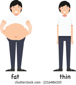 Opposite words fat and thin vector illustration
