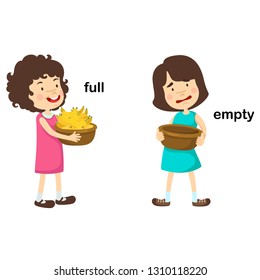 Opposite words full and empty vector illustration