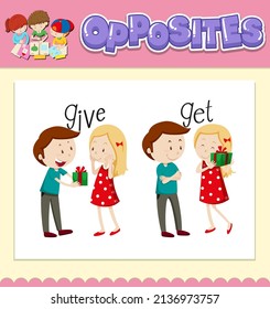 Opposite words for give and get illustration