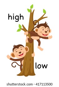 Opposite Words High And Low Vector Illustration