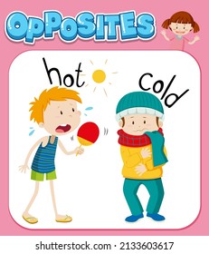 Opposite words for hot and cold illustration