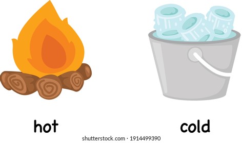 Opposite words hot   cold vector illustration