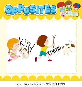 Opposite words for kind and mean illustration