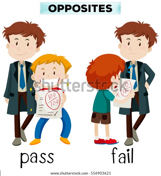 Opposite Words Pass Fail Illustration Stock Vector (Royalty Free) 556903621