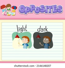Opposite words with pictures for kids illustration
