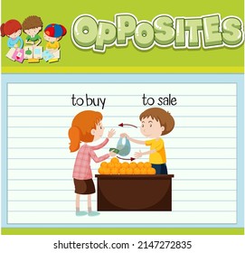 Opposite words with pictures for kids illustration