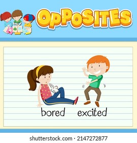 Opposite words with pictures for kids illustration