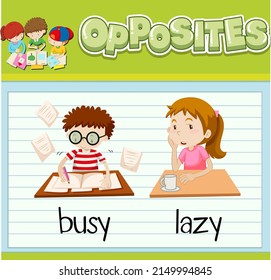 Opposite words with pictures for kids illustration